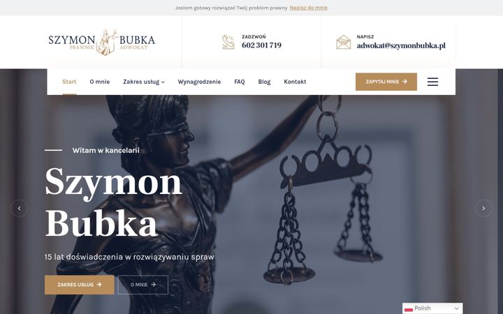 Screenshot of adwokatszymonbubka.pl