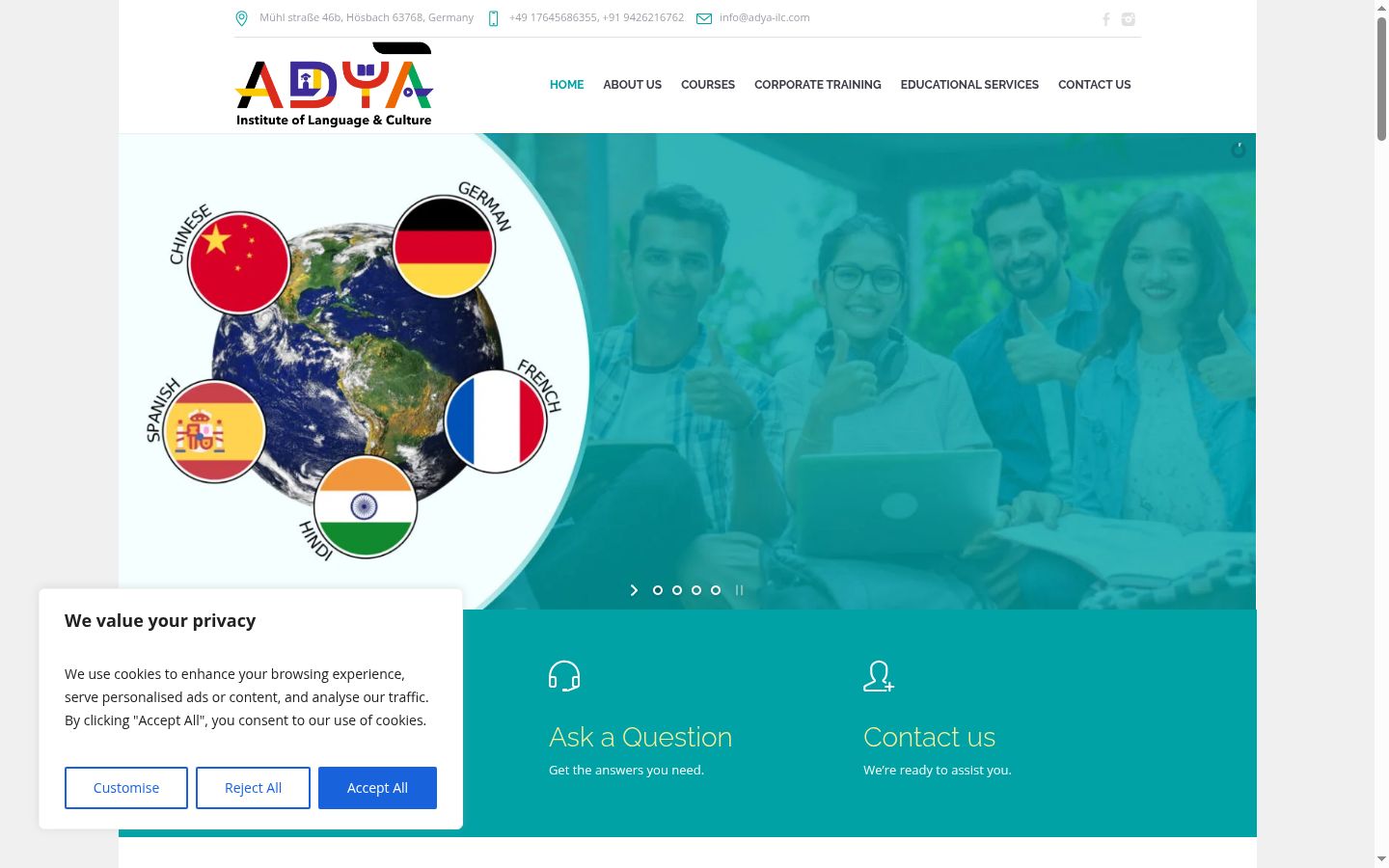 Screenshot del banner di consenso mostrato prima di qualsiasi interazione