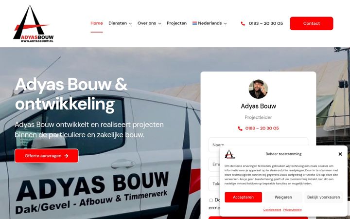 Skærmbillede af adyasbouw.nl