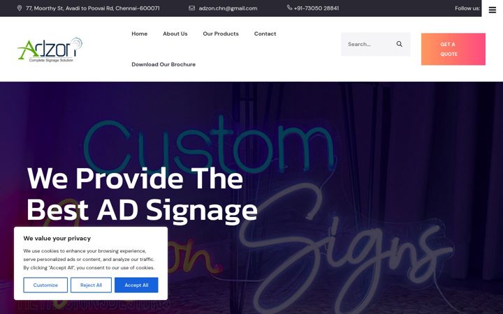 Screenshot of adzonsignage.com