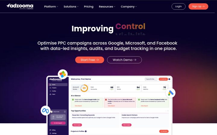 Screenshot of adzooma.com