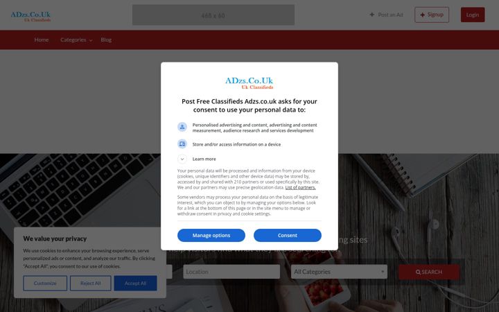 Screenshot of adzs.co.uk