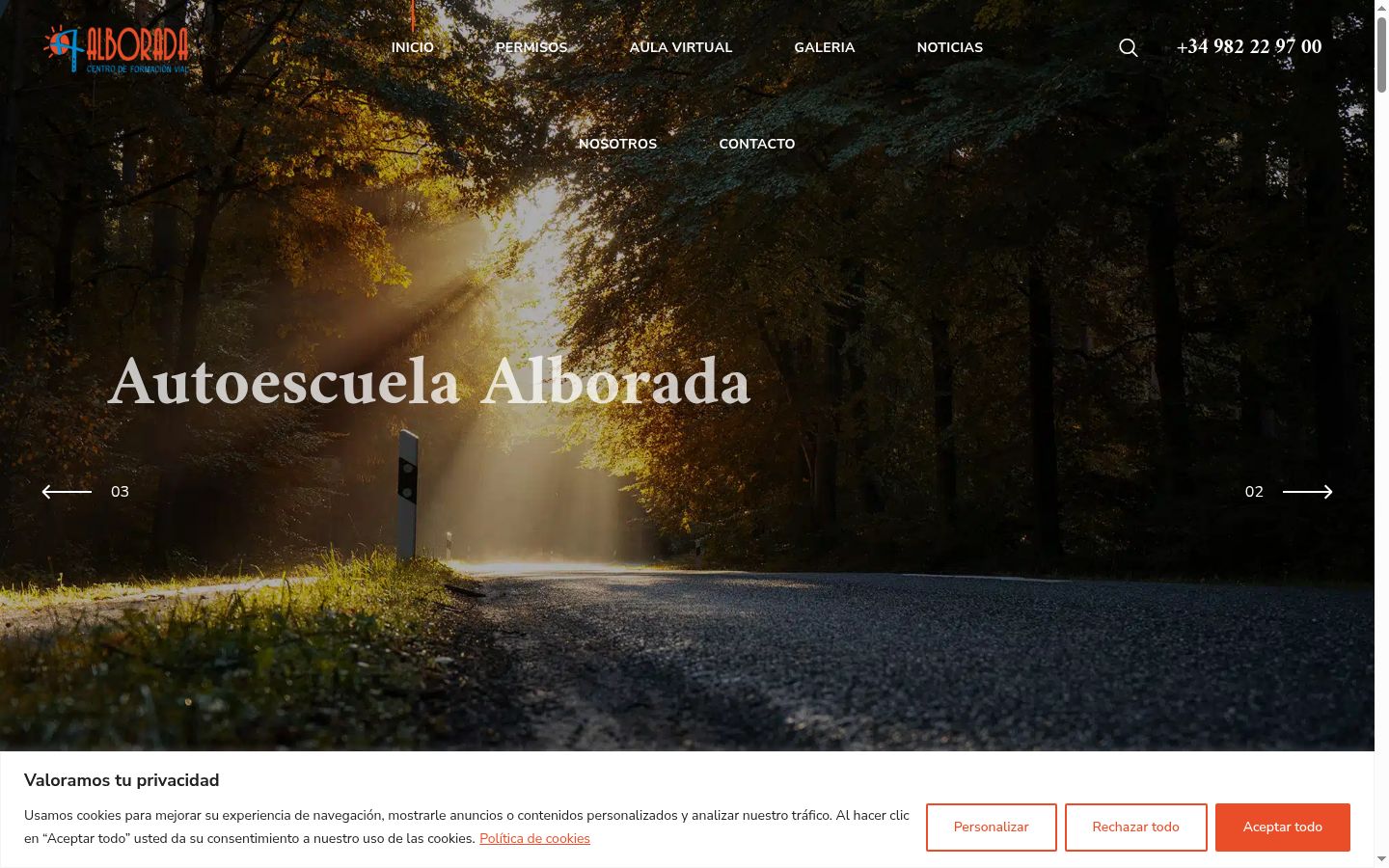 Captura de pantalla del banner de consentimiento mostrado antes de cualquier interacción