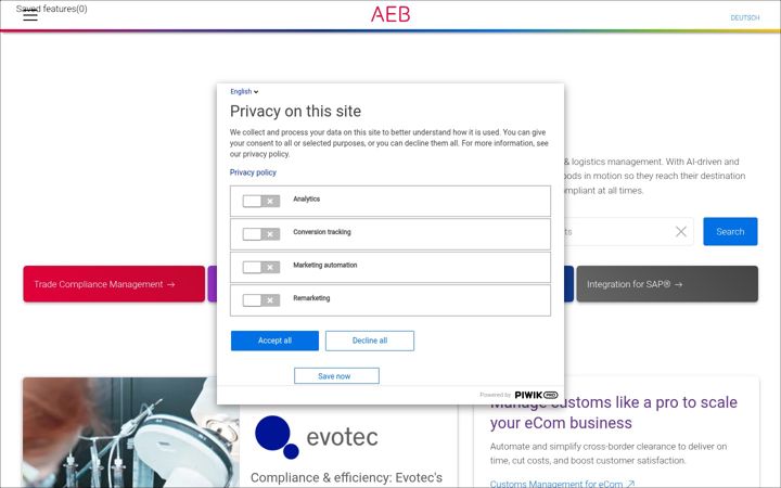 Screenshot of aeb.com