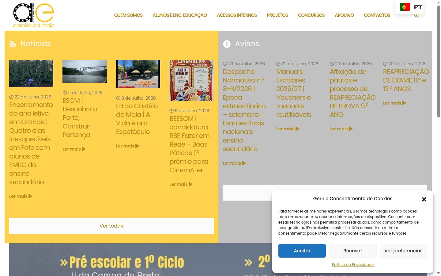 Screenshot of the consent banner shown before any interaction