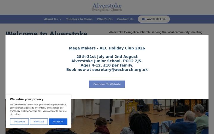 Screenshot of aechurch.org.uk