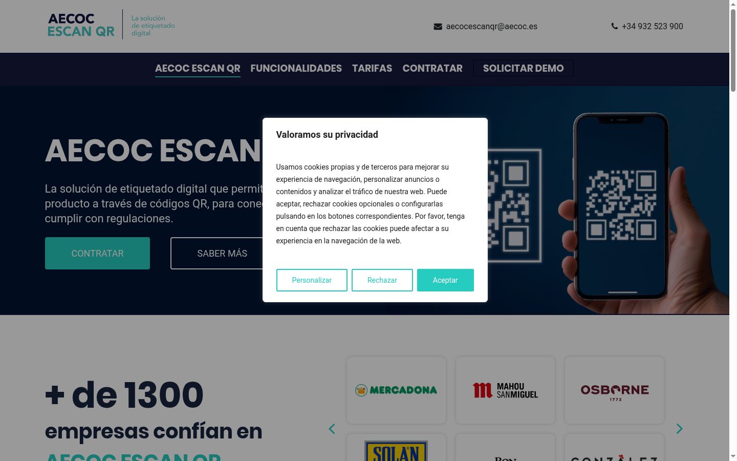 Posnetek zaslona pasice za privolitev, prikazane pred kakršno koli interakcijo