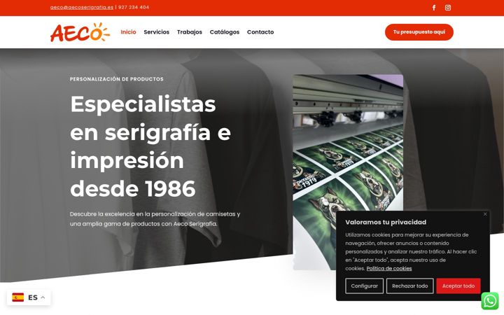 Ekraanipilt saidist aecoserigrafia.es