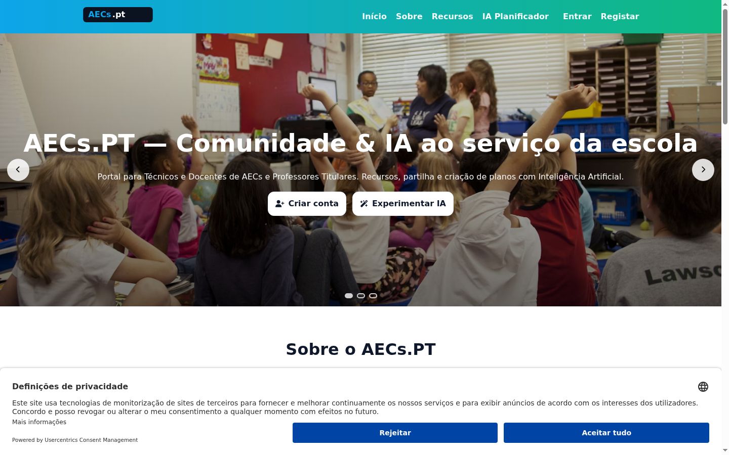 Screenshot of the consent banner shown before any interaction