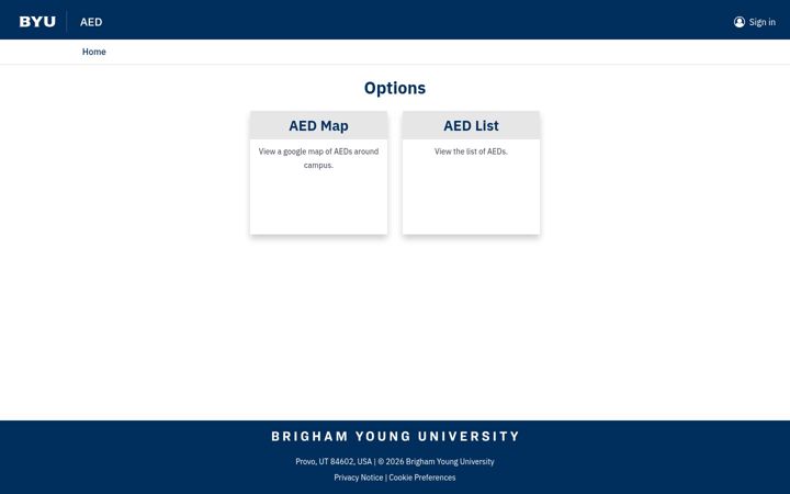 Screenshot of aed.byu.edu