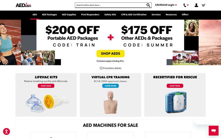 Screenshot of aed.com