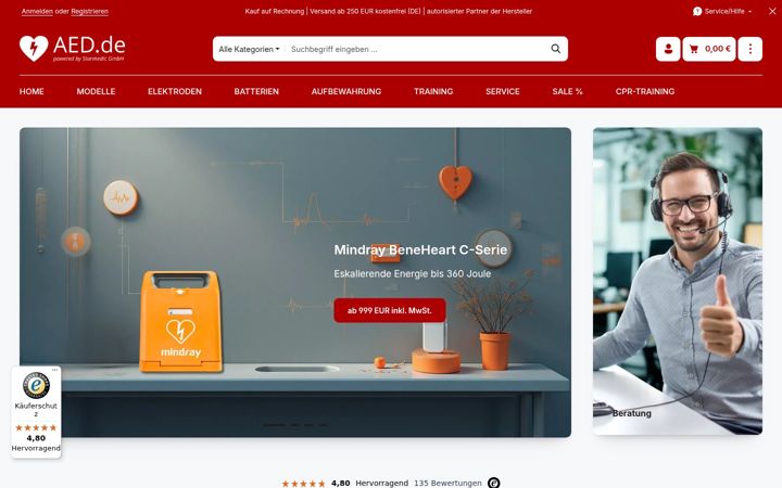 Screenshot of aed.de