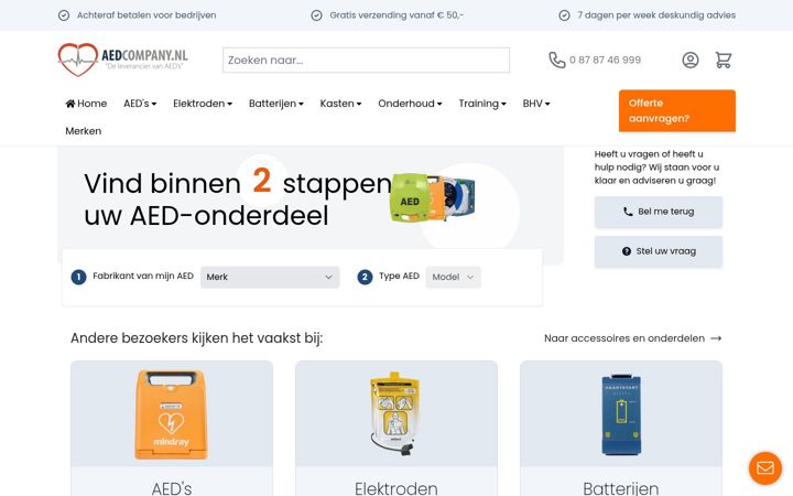 Skærmbillede af aedcompany.nl