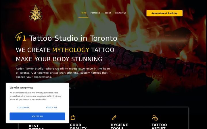 Screenshot of aedentattoo.com