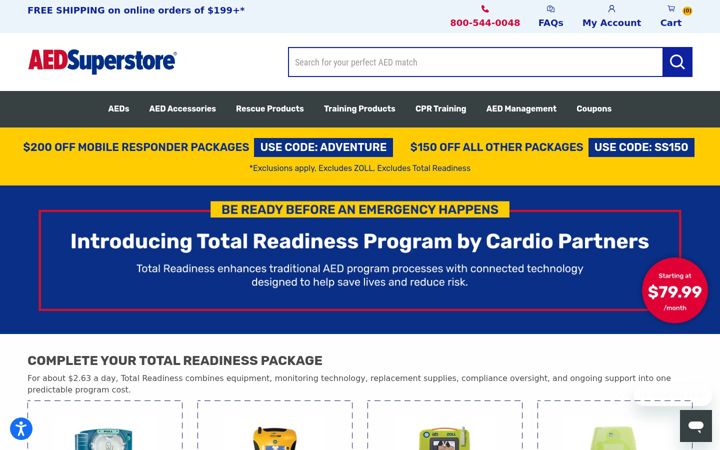 Screenshot of aedsuperstore.com