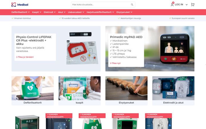 Screenshot of aedverkkokauppa.fi