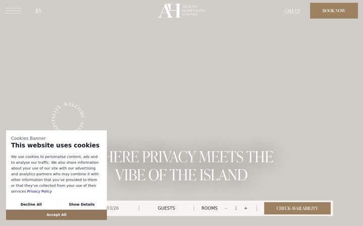 Captura de ecrã de aegeanhospitalitymykonos.com