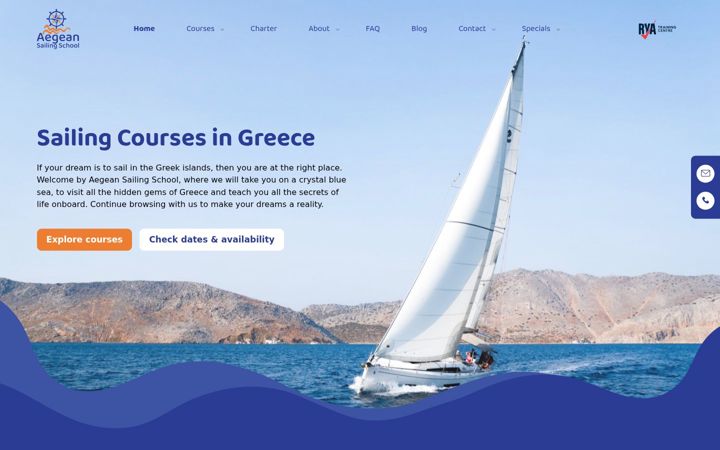 Screenshot of aegeansailingschool.com