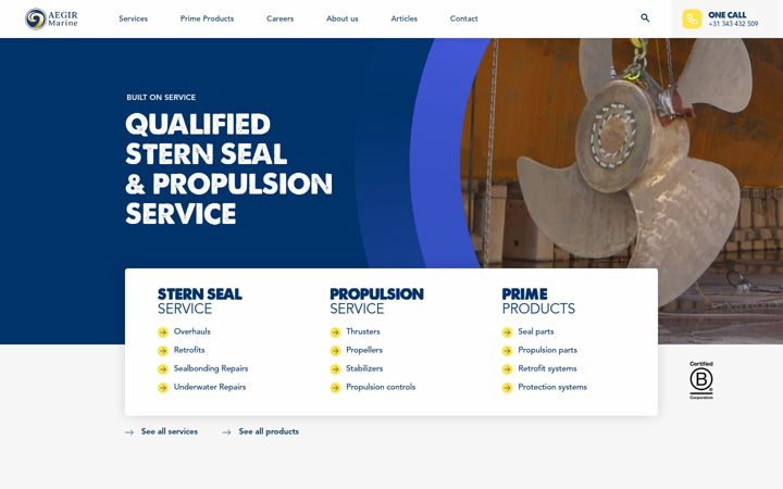 Screenshot ta' aegirmarine.com