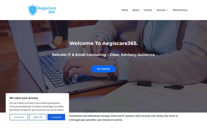 Screenshot of aegiscare365.com