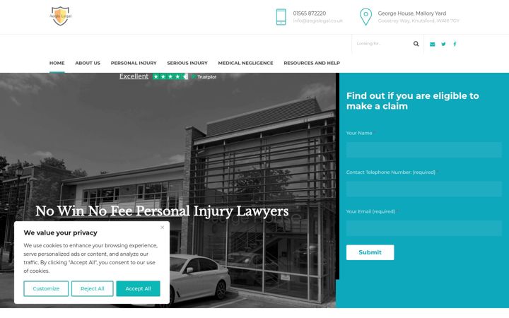 Screenshot van aegislegal.co.uk