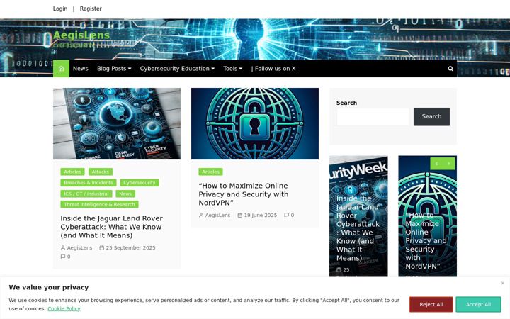 Screenshot ta' aegislens.com