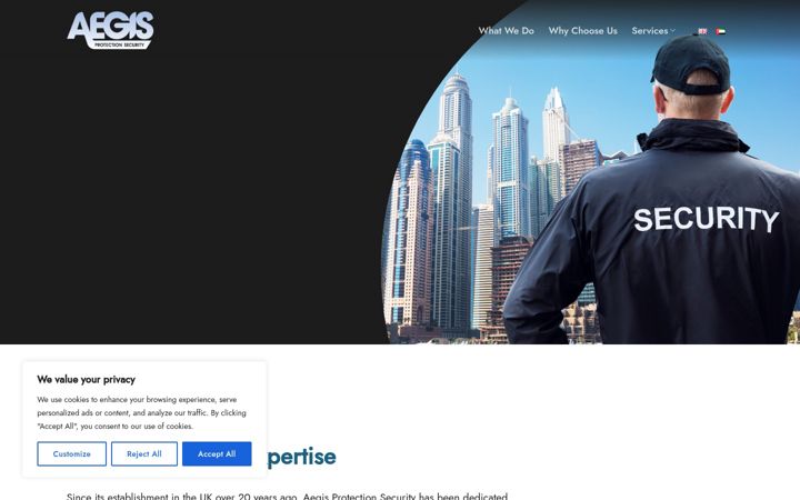 Screenshot van aegisprotectionsecurity.ae