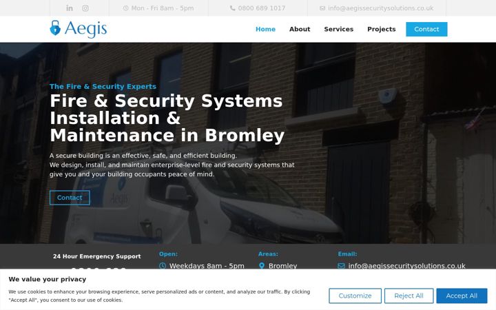 Screenshot van aegissecuritysolutions.co.uk