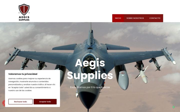 Screenshot of aegissupplies.com