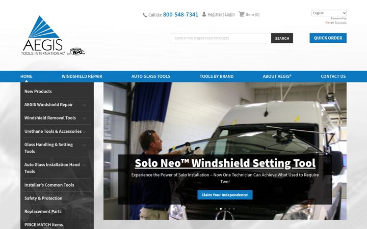 Screenshot van aegistools.com