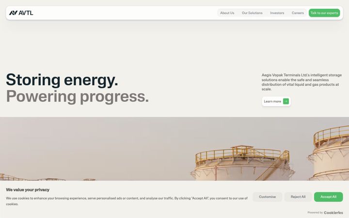 Screenshot of aegisvopak.com