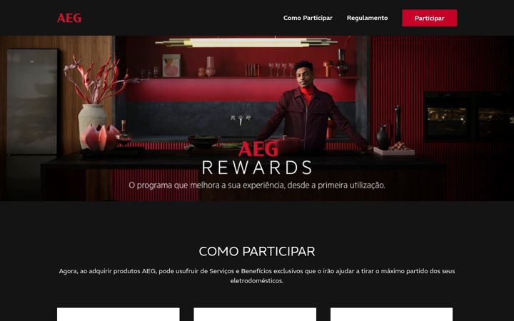 Screenshot stránky aegrewards.pt