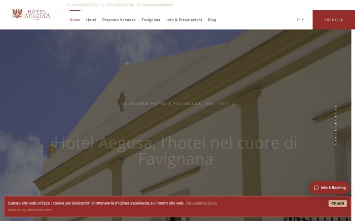 Screenshot of aegusahotel.it