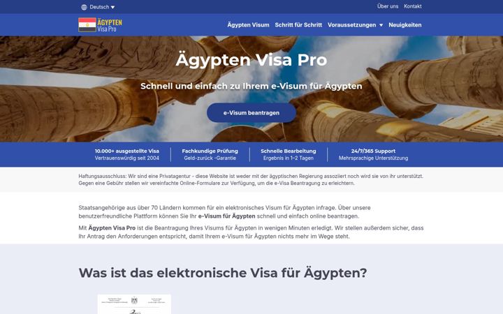 Screenshot of aegyptenvisapro.de