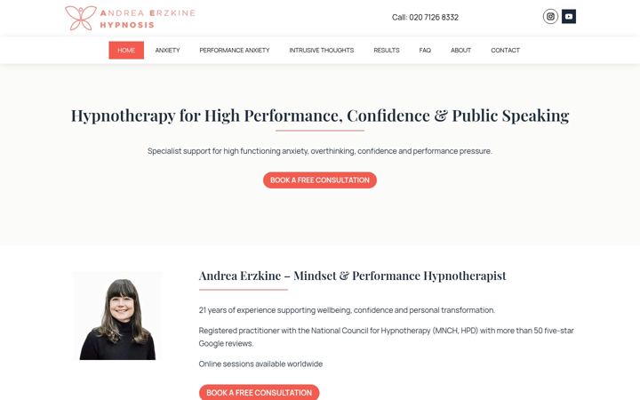 Screenshot of aehypnosis.co.uk