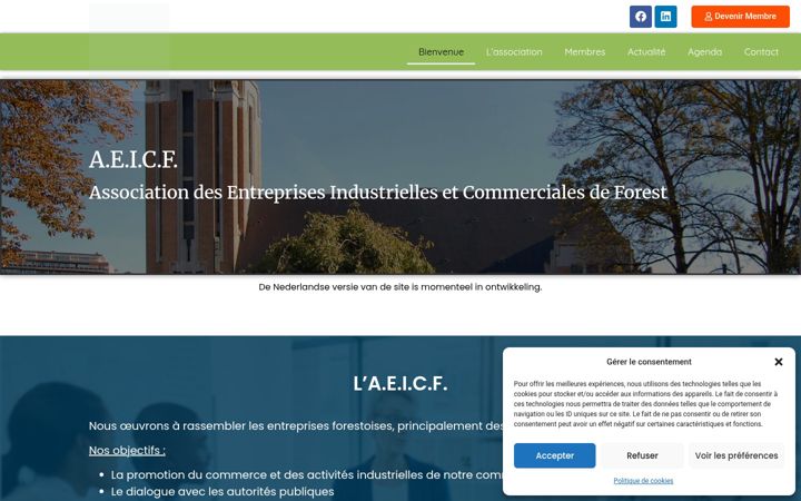 Skärmbild av aeicf.be