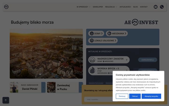 Captura de pantalla de aeinvest.pl