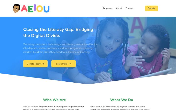 Screenshot of aeiouliteracy.org