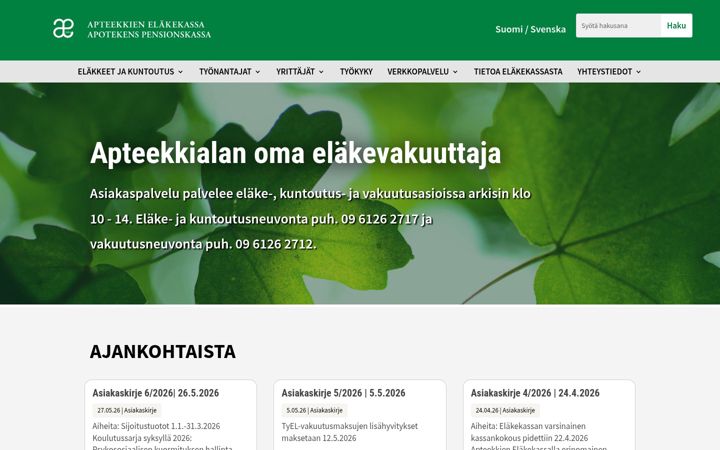 Екранна снимка на aekassa.fi