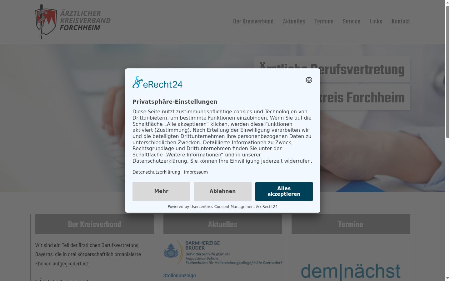 Screenshot del banner di consenso mostrato prima di qualsiasi interazione
