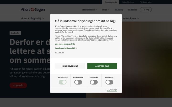 Screenshot of aeldresagen.dk