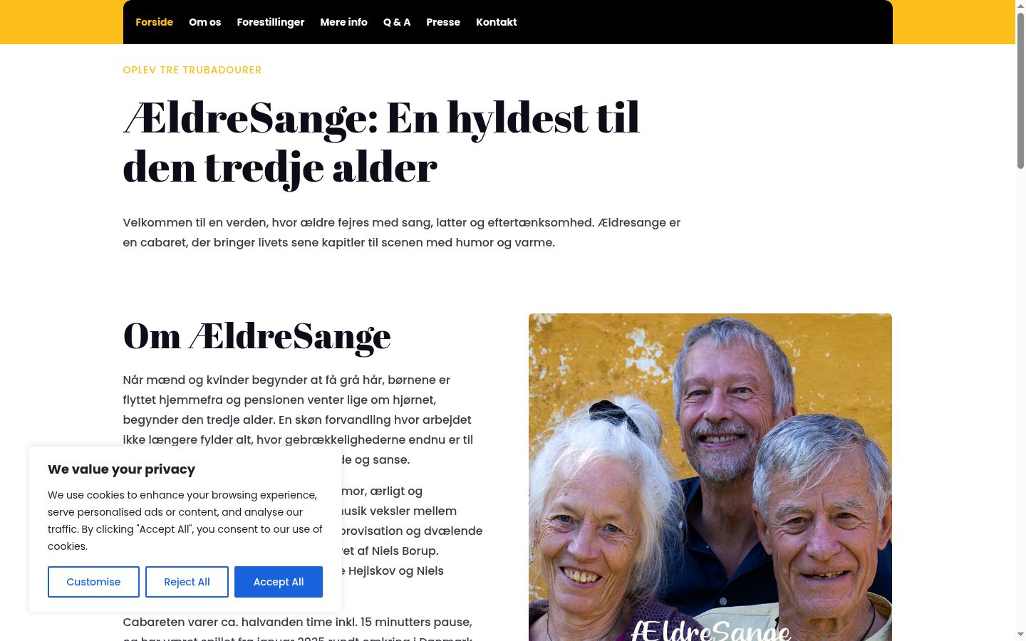 Skærmbillede af samtykkebanneret, som det blev vist før nogen interaktion