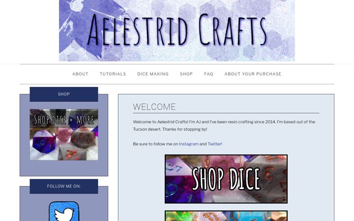 Snímek obrazovky aelestridcrafts.com