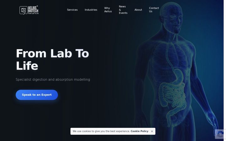 Screenshot von aeliusbiotech.co.uk