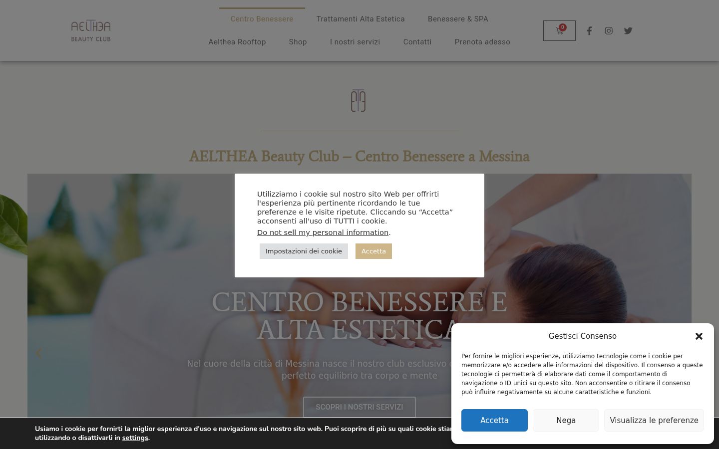 Screenshot del banner di consenso mostrato prima di qualsiasi interazione