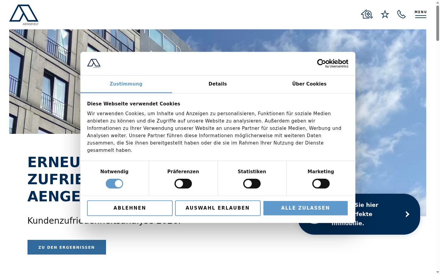 Screenshot del banner di consenso mostrato prima di qualsiasi interazione