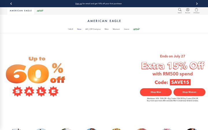 Screenshot of aeo.com.my