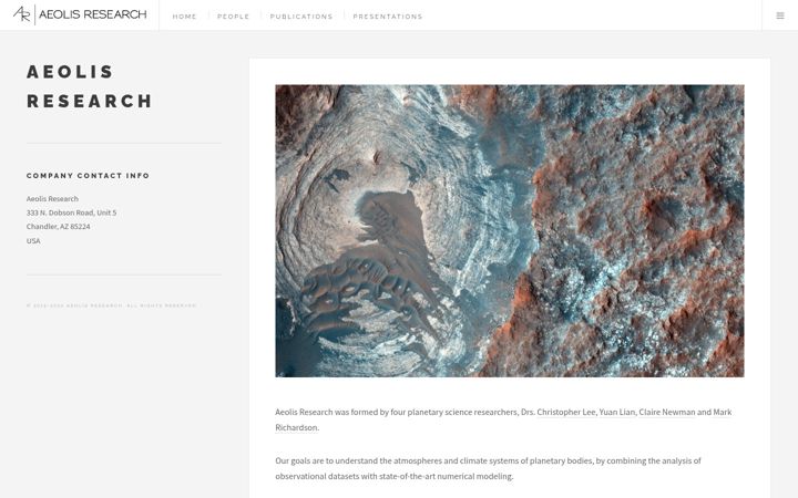 Screenshot of aeolisresearch.com