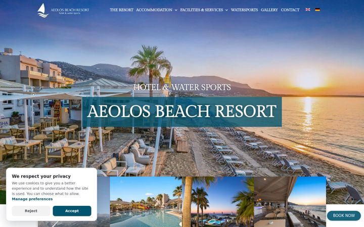 Képernyőkép: aeolosbeachresort.gr