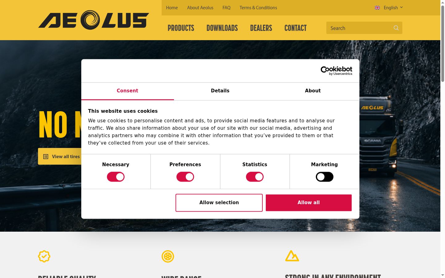 Screenshot of the consent banner shown before any interaction